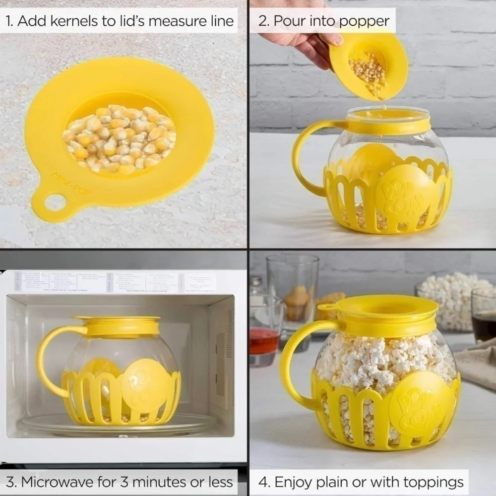 Ecolution Patented Micro-Pop Microwave Popcorn Popper Temperature Safe Glass